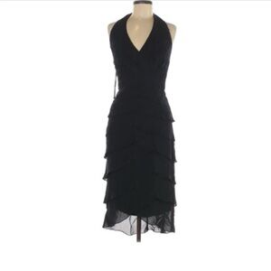 NWT Tadashi Collection Black Layered Halter Dress